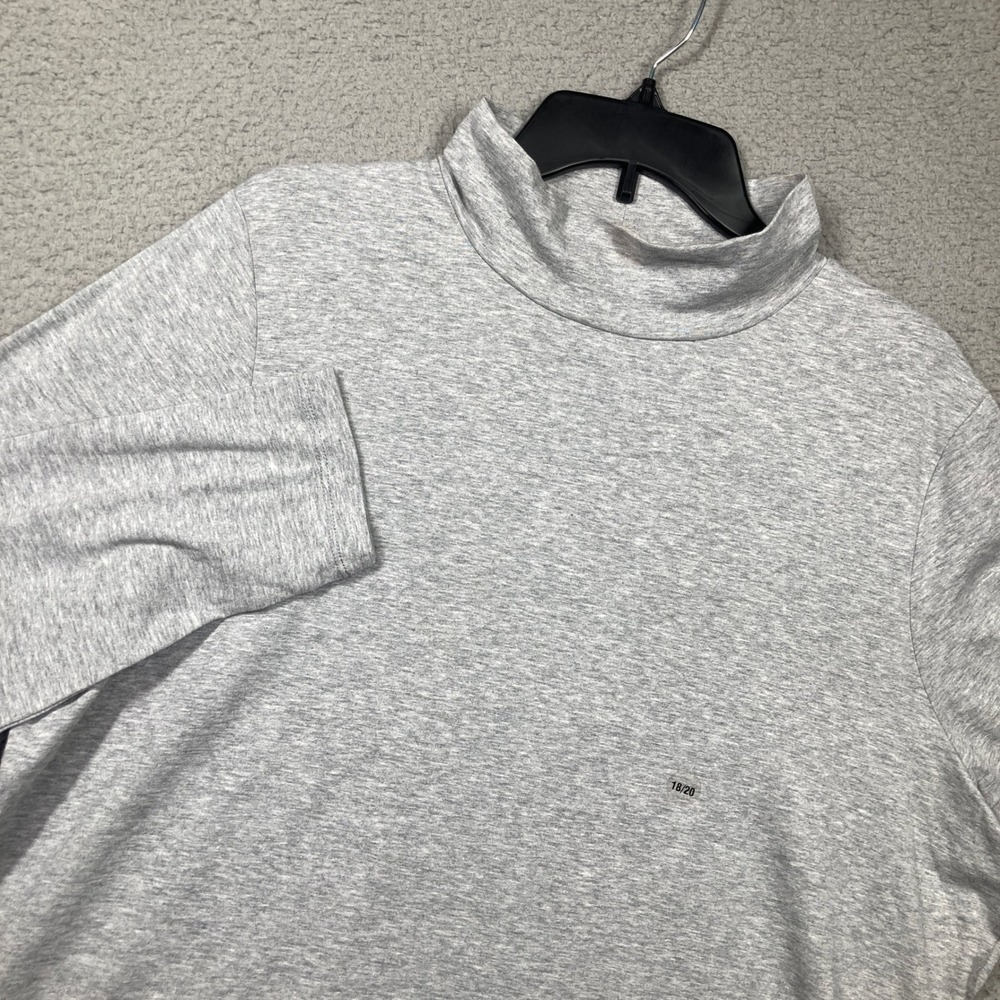 Avenue Mock Neck Top Women 18/20 Grey Pima Cotton Spandex Long Sleeve NEW w/FLAW